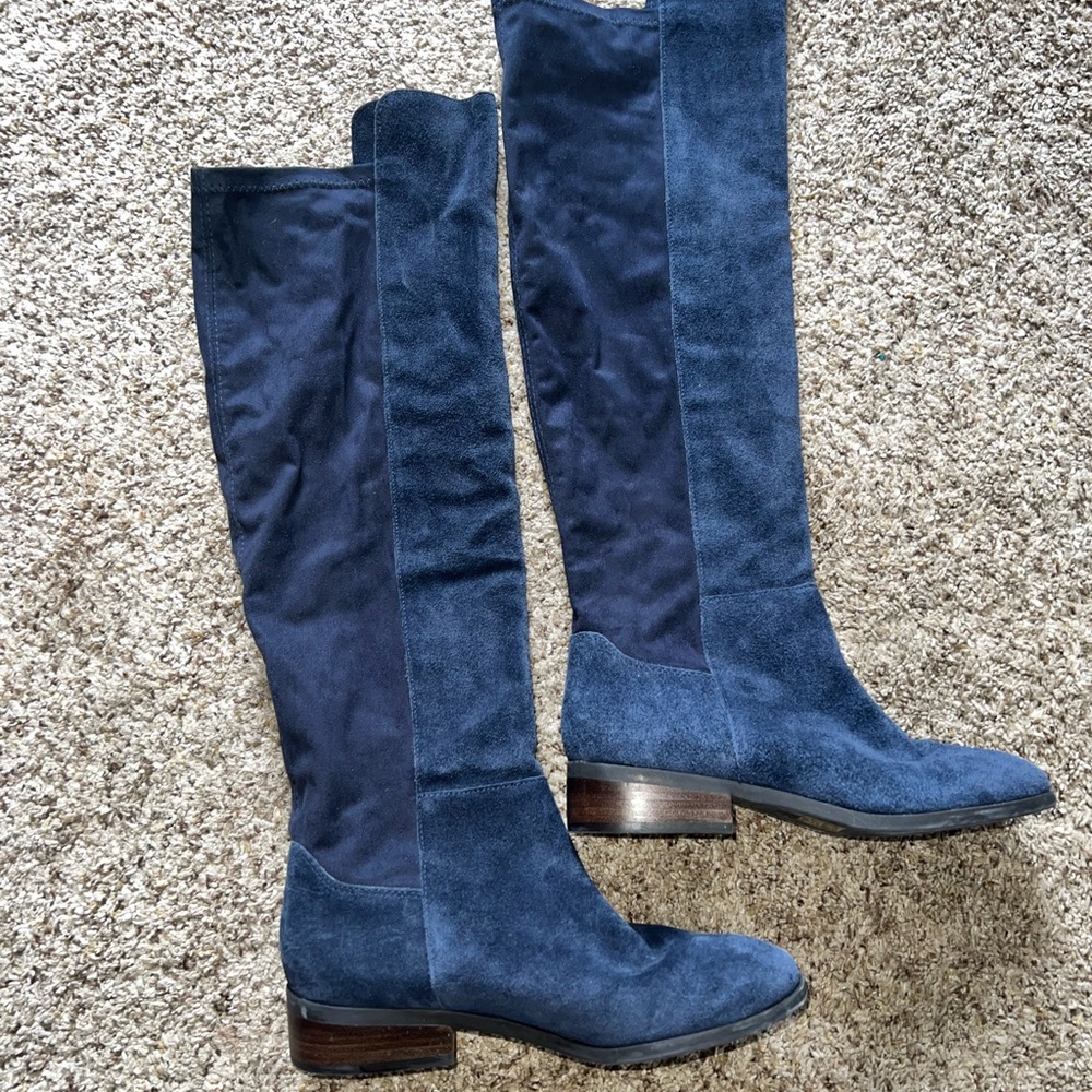BLUE Suede Knee High Boots Sz 7